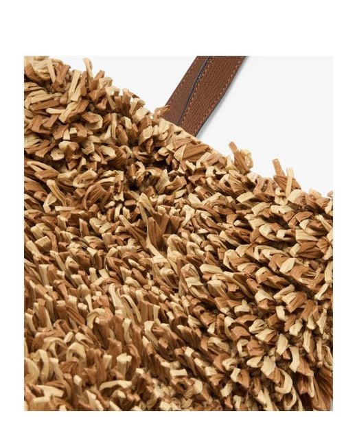 Valextra Brown Wavy Raffia Tote Bag