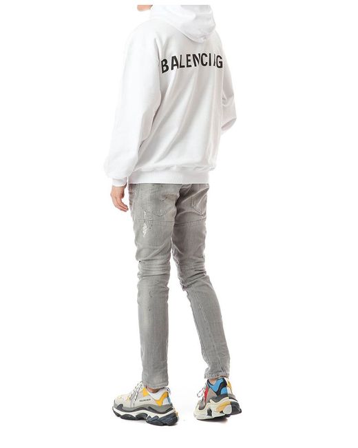Balenciaga White Felpa Con Cappuccio
