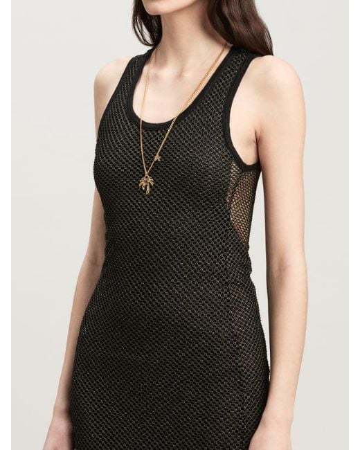 Palm Angels Gray Double Layer Mesh Dress