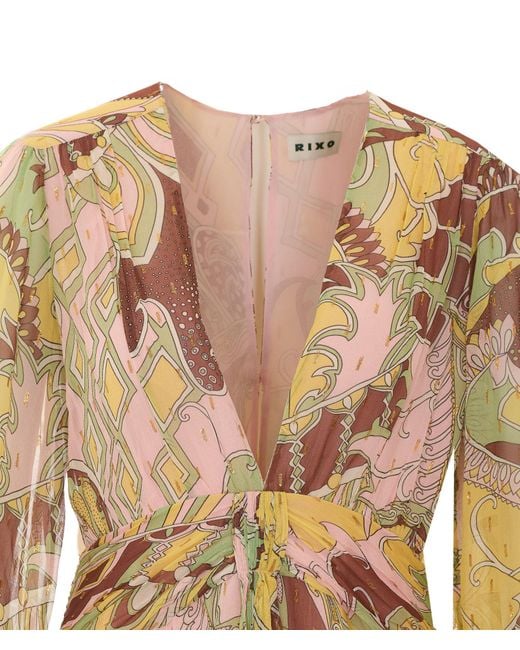Rixo Natural Long-Sleeved Dress