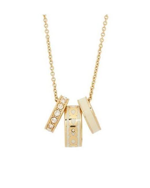 COACH Metallic Crystal-Rings Necklace
