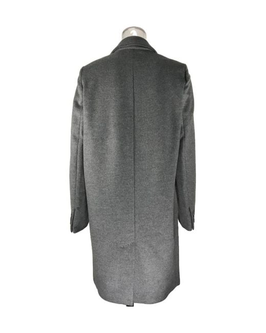 Max Mara Gray Lapel Long-Sleeved Coat