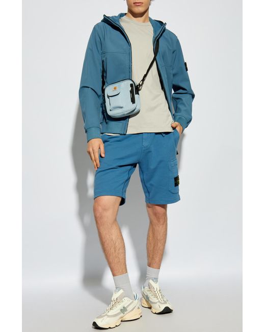 Stone Island White Compass Patch Crewneck T-Shirt for men
