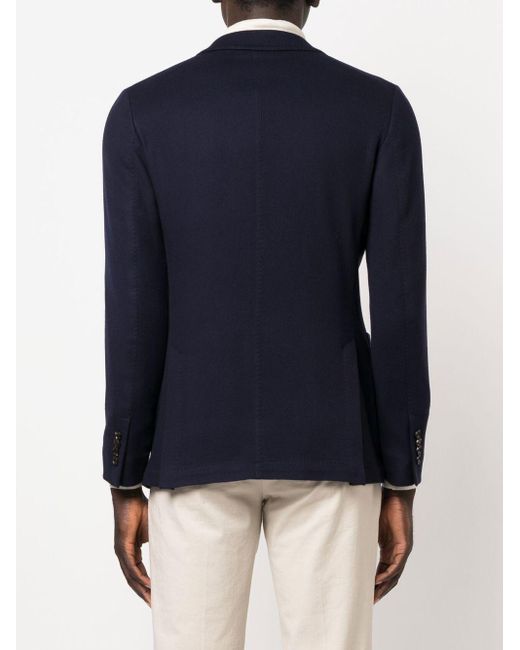 Colombo Blue Single-Breasted Wool Blazer for men