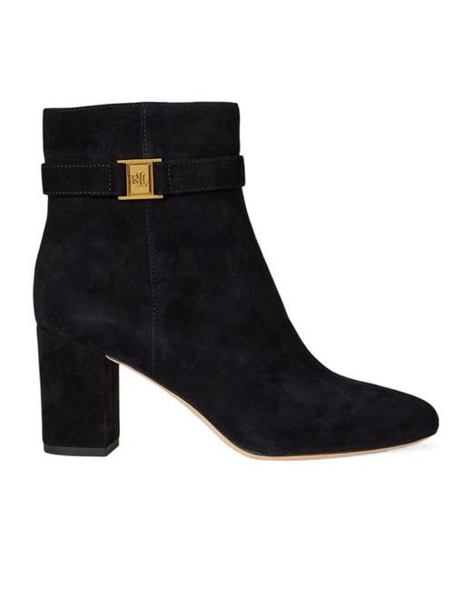 Ralph Lauren Black Side Zipper Ankle Boots