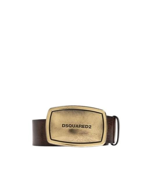 DSquared² Natural Logo Engraved Buckle Belt for men