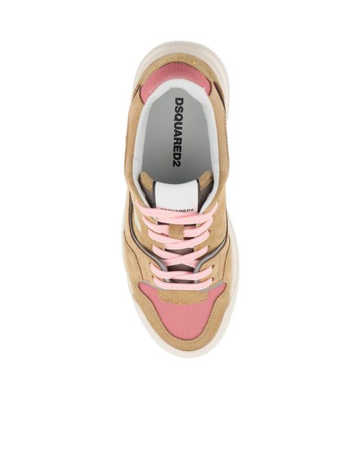 DSquared² Pink Logo Debossed Low-Top Sneakers