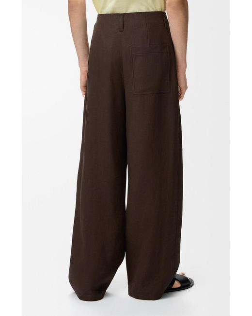 Loewe Brown Logo-Patch Pleated Trousers for men