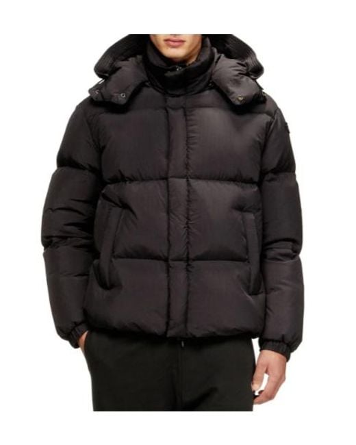 DIESEL Black W-Rolfys Logo-Patch Down Jacket for men