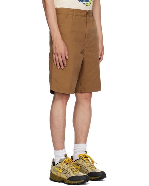 Carhartt Brown Logo Patch Chino Shorts for men