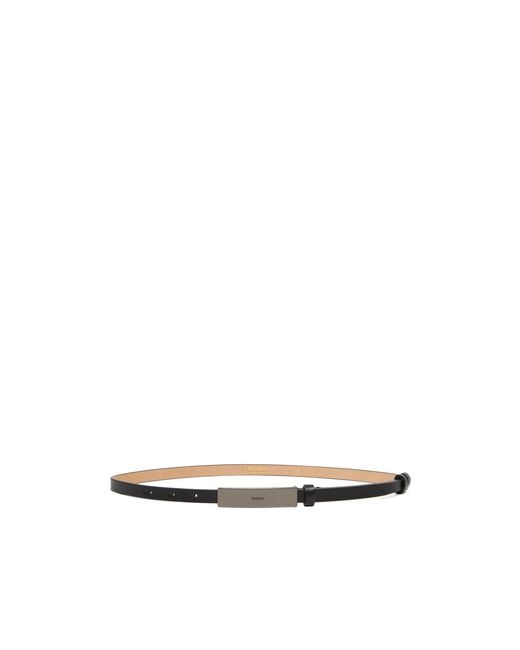 Max Mara White Logo Engraved Buckle Belt