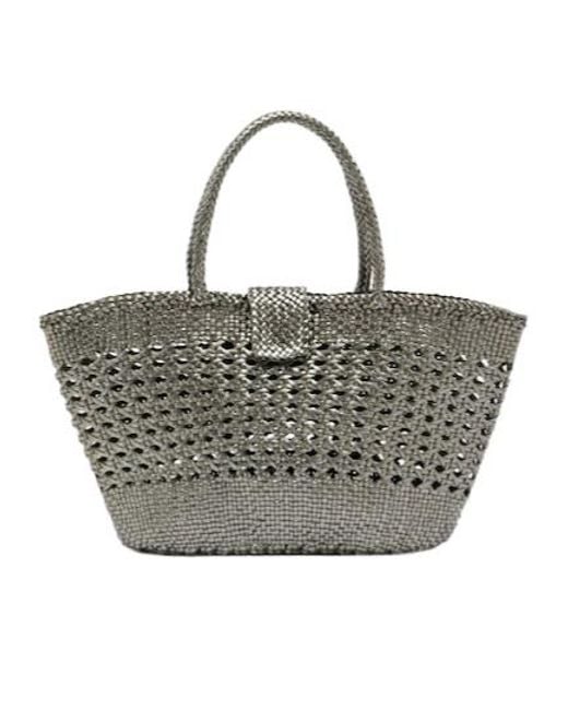 Rixo Gray X Dragon Diffusion Lucine Leather Tote Bag