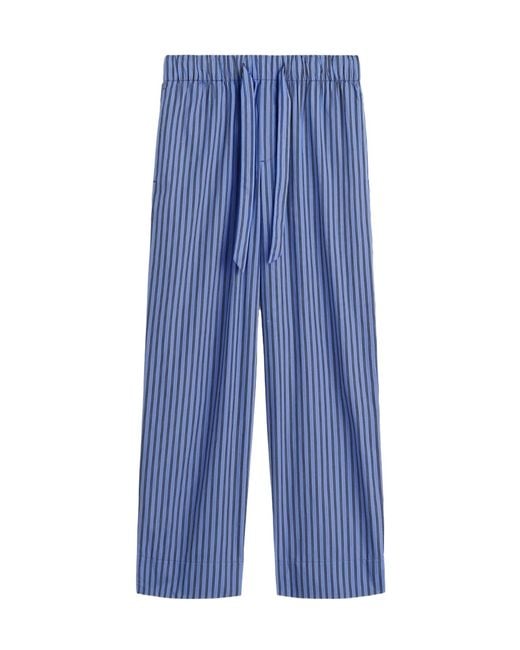 Tekla Blue Striped Poplin Pajama Pants for men