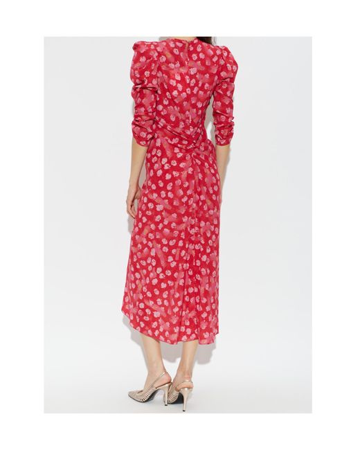 Isabel Marant Red V-Neck Short-Sleeve Dress