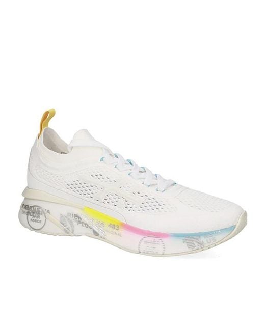 Premiata White Round-Toe Lace-Up Sneakers for men