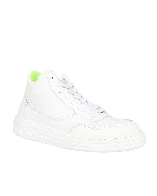 MSGM White Round Toe Lace-Up Sneakers for men