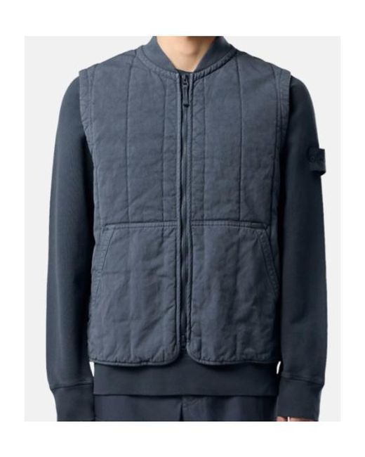 Stone Island Blue Quilted Zip Gilet for men