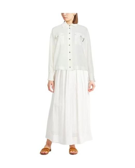 Brunello Cucinelli White Minimal Long-Sleeve Shirt