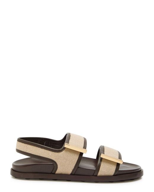 Tod's Brown Canvas Round-Toe Sandals