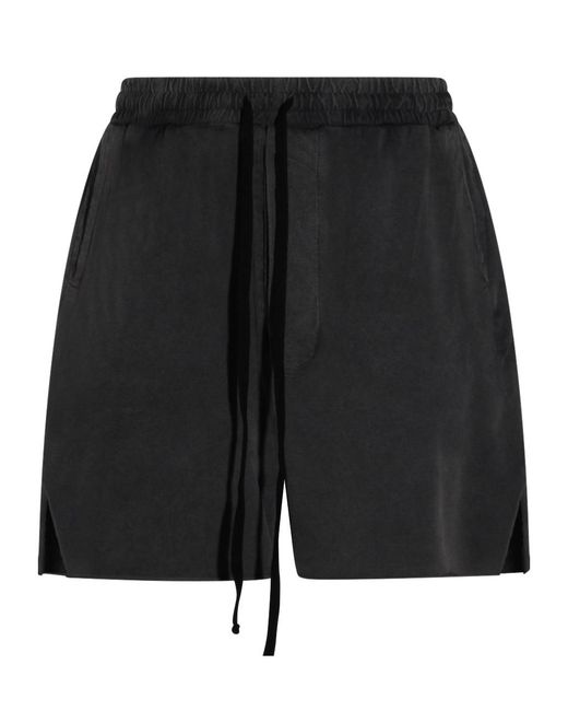 Thom Krom Black Long Drawstring Shorts for men