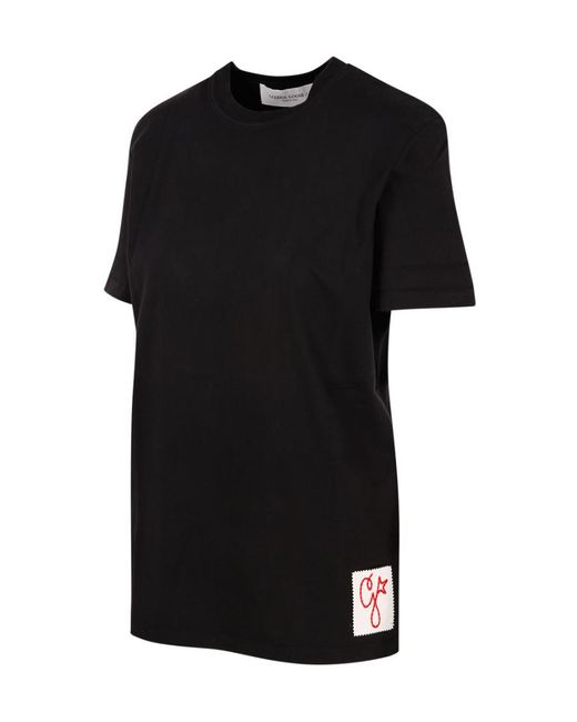 Golden Goose Deluxe Brand Black Logo Patch Distressed T-Shirt
