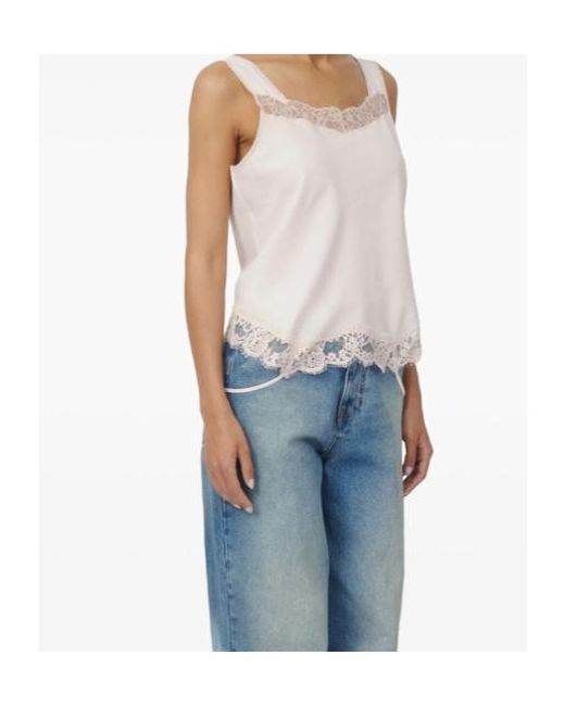 MM6 by Maison Margiela Pink Mirrored Lace Slip Top
