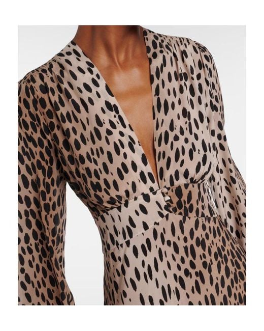 Rixo Natural Emory Printed Silk Maxi Dress