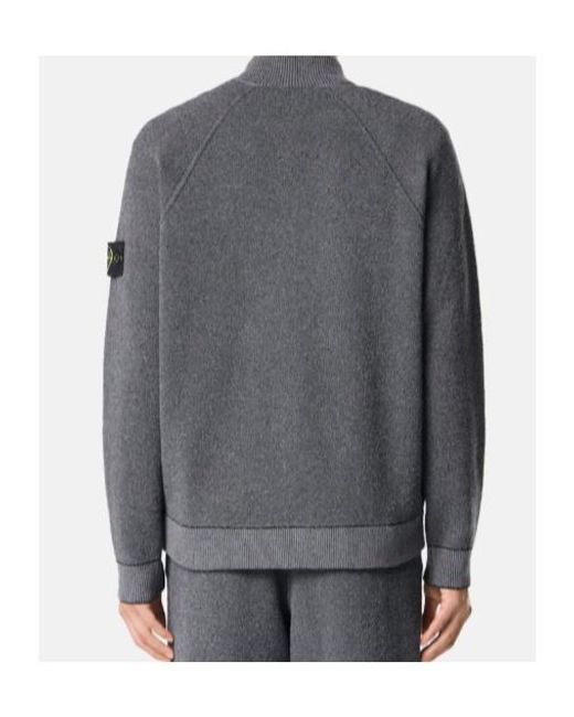 Stone Island Gray Logo Patch Zip-Up Jumper for men