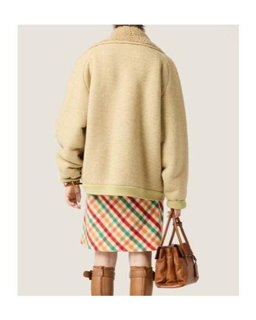 Miu Miu Natural Oversized Bomber Knitted Jacket