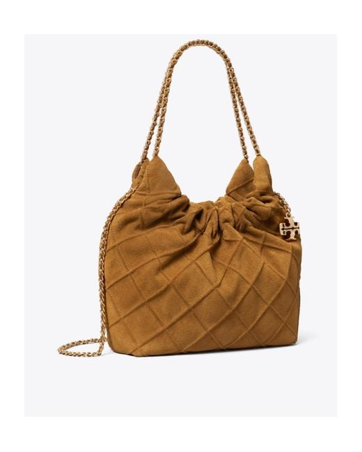 Tory Burch Brown Mini Fleming Soft Hobo Bag