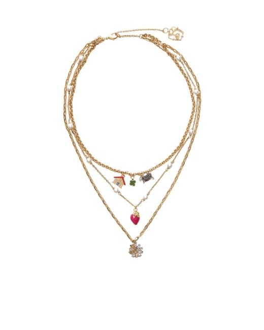 Burberry White Multi-Layered Charm Necklace
