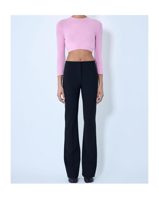 Jil Sander Blue Cropped Crew-Neck Knitted Jumper