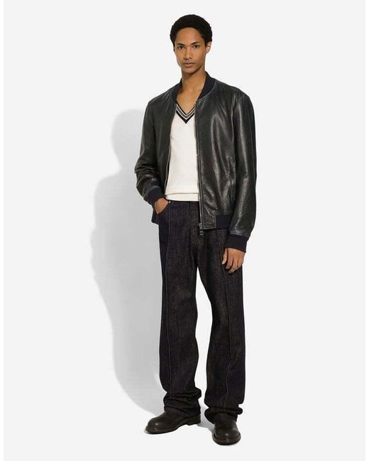 Dolce & Gabbana Black Logo Plaque Straight-Leg Jeans for men