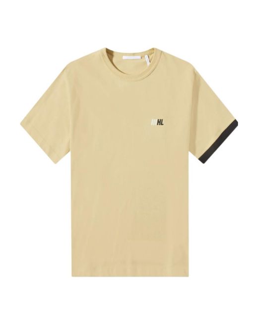 Helmut Lang Natural Slant Logo Crew Neck T-Shirt for men