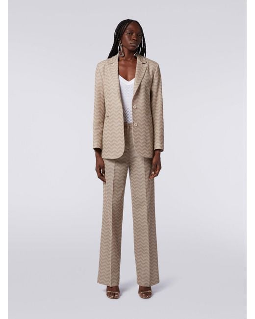 Missoni Natural Zigzag Single-Breasted Tailored Blazer
