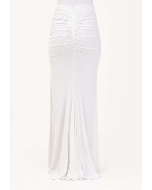 Elisabetta Franchi White Long Ivory Ruffled Skirt
