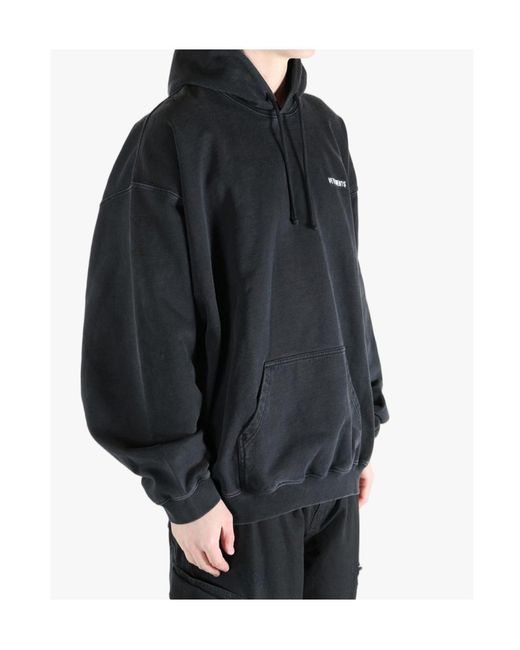 Vetements Black Logo Detailed Drawstring Hoodie for men