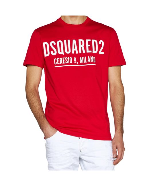 DSquared² Red Logo-Printed Crewneck T-Shirt for men