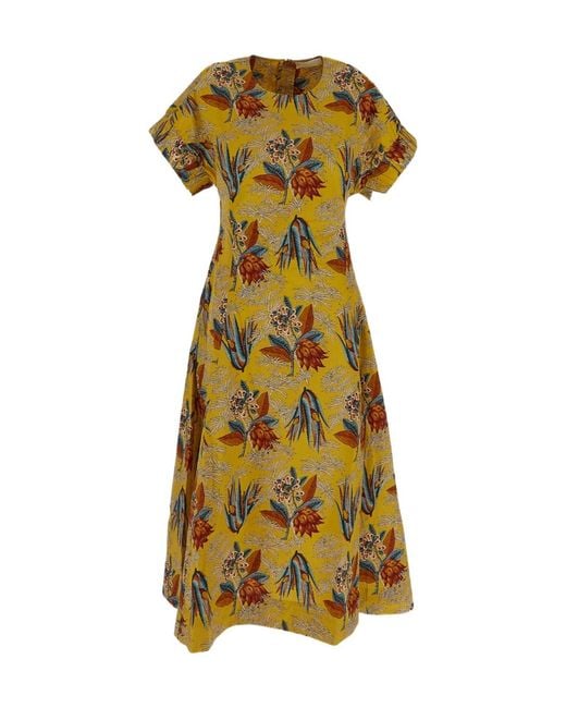 Ulla Johnson Yellow Devon Floral-Motif Maxi Dress