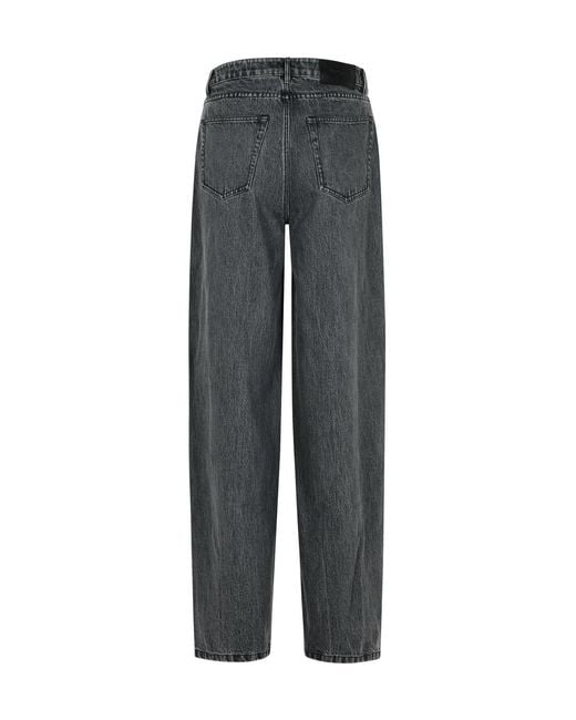 ROTATE BIRGER CHRISTENSEN Gray Lace-Up Wide-Leg Jeans
