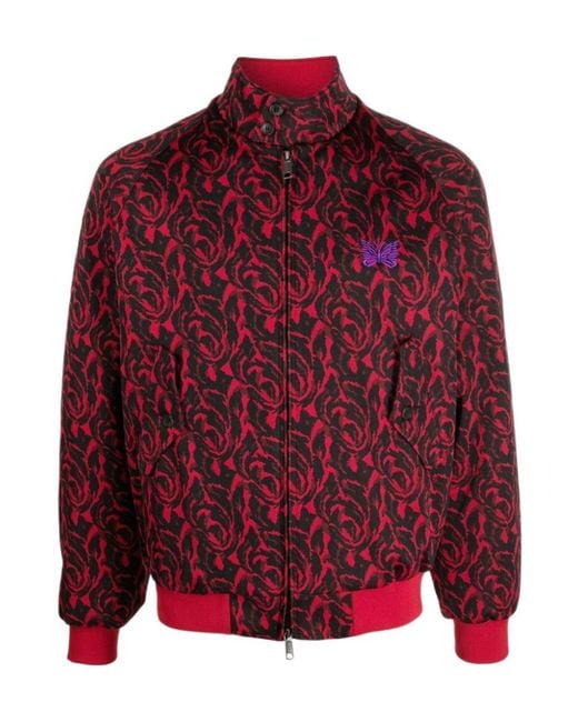 Baracuta Red Pattern High-Necked Casual Jacket for men