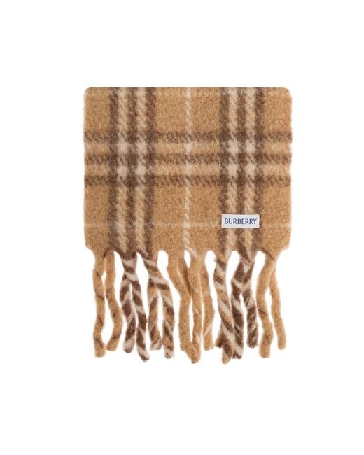 Burberry Natural Narrow Check Alpaca Wool Blend Scarf for men