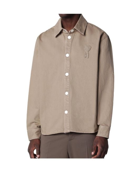 AMI Natural Collared Long-Sleeved Shirt for men