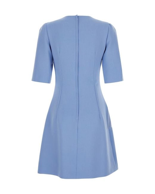 Dolce & Gabbana Blue Short Sleeve Mini Dress