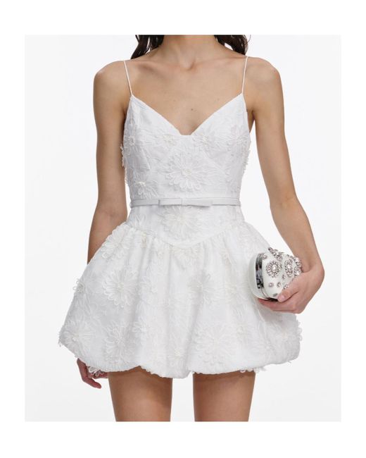 Self-Portrait White Floral Organza Mini Dress