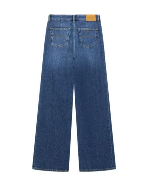Emporio Armani Blue 5-Pocket Pants High-Waisted Wide-Leg Denim With A Used Look