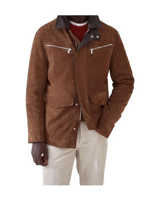 Brunello Cucinelli Brown Suede Jacket for men