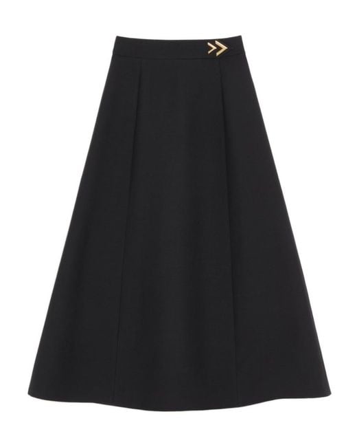 Valentino Black Crepe Couture Midi Skirt