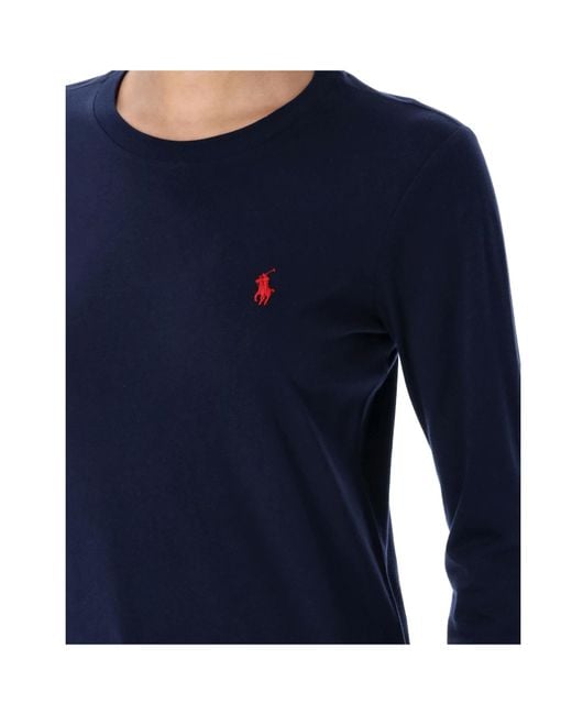 Polo Ralph Lauren Blue Logo Embroidered Long Sleeved T-Shirt
