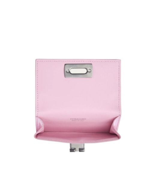 Ferragamo Pink Ferragamo Gancini Clasp Credit Card Holder